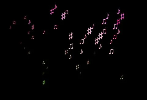 Dark Pink, Green vector texture with musical notes. Illustrazione stock