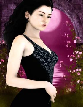 Dark Pink Moon Stock Illustration