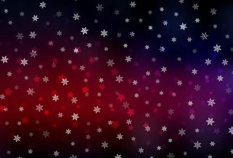 Dark Pink, Red vector pattern with christmas snowflakes, stars. 스톡 일러스트