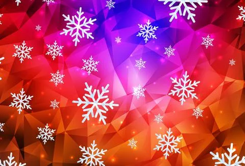 Dark Pink, Red vector pattern with christmas snowflakes, stars. Stock Illustration