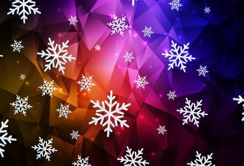 Dark Pink, Red vector pattern with christmas snowflakes, stars. Stock Illustration