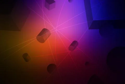 Dark Pink, Red vector texture with 3D cubes, cylinders, spheres, rectangles. イラスト素材