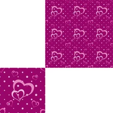 Dark pink seamless pattern from silhouettes of heart for holidays and packagi Stock Photos