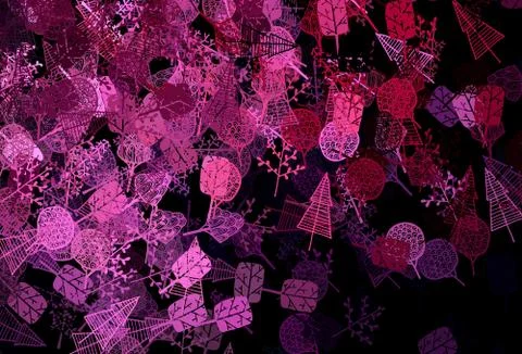 Dark Pink vector abstract backdrop with trees, branches. Stock Illustration
