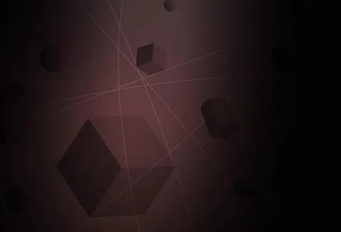 Dark Pink vector background with 3D cubes, cylinders, spheres, rectangles. イラスト素材