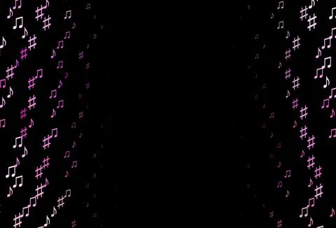 Dark Pink vector background with music symbols. Illustrazione stock