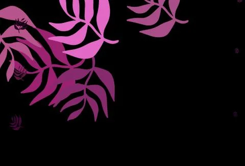 Dark Pink vector doodle pattern with leaves. Illustrazione stock