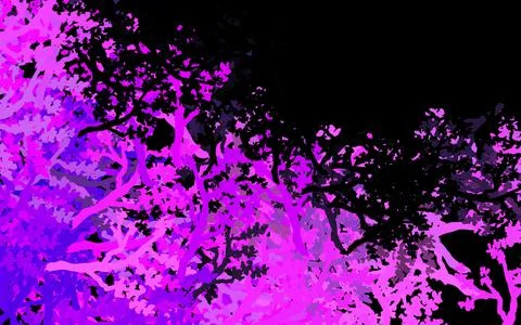 Dark Pink vector doodle pattern with trees, branches. Stock Illustration