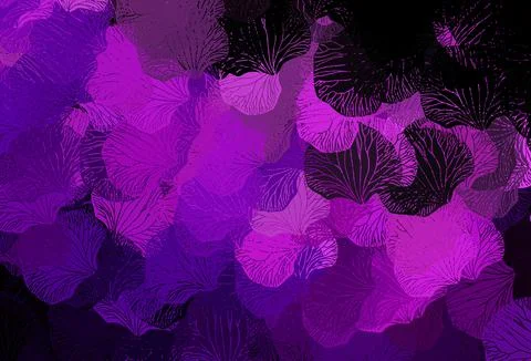 Dark Pink vector doodle pattern with leaves. Stock Illustration