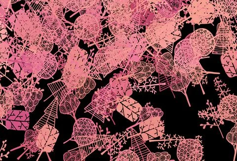Dark Pink vector elegant pattern with trees, branches. Stockillustratie