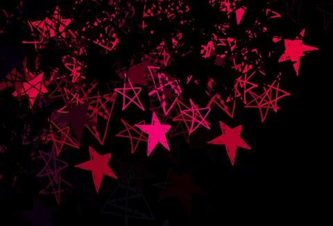 Dark Pink vector pattern with christmas snowflakes, stars. Stock Illustration