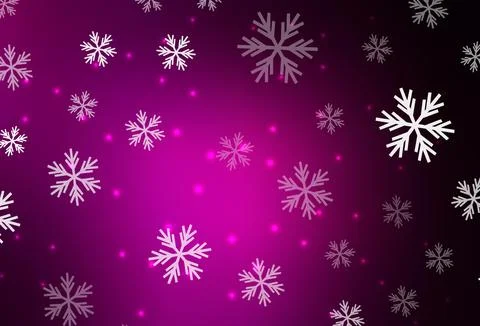 Dark Pink vector pattern with christmas snowflakes, stars. Stock Illustration