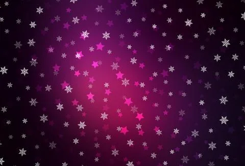 Dark Pink vector pattern with christmas snowflakes, stars. 库存插图