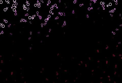 Dark pink vector pattern with gender elements. 스톡 일러스트