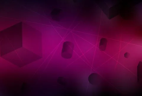 Dark Pink vector template with 3D cubes, cylinders, spheres, rectangles. Stockillustratie