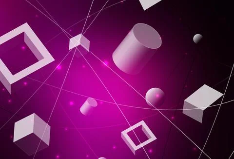 Dark Pink vector template with crystals, circles, squares. Stock Illustration