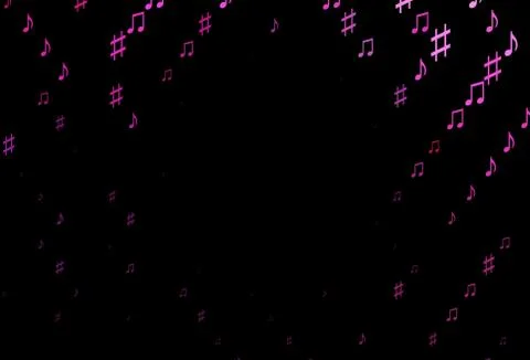 Dark Pink vector texture with musical notes. Illustrazione stock