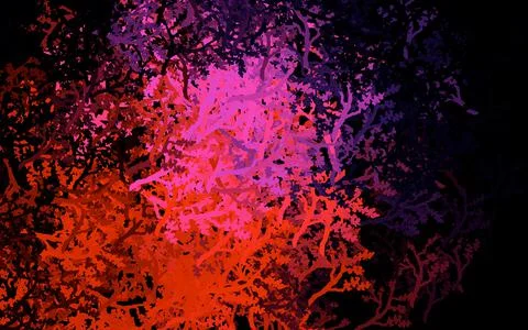 Dark Pink, Yellow vector abstract backdrop with trees, branches. Stock Illustration