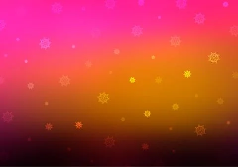 Dark Pink, Yellow vector background with xmas snowflakes. Stock Illustration