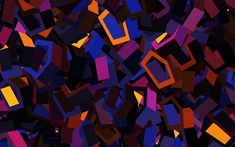 Dark Pink, Yellow vector background with set of hexagons. 스톡 일러스트