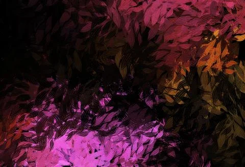 Dark Pink, Yellow vector doodle pattern with leaves. Stock Illustration