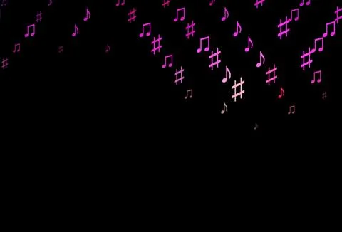 Dark Pink, Yellow vector pattern with music elements. Illustrazione stock