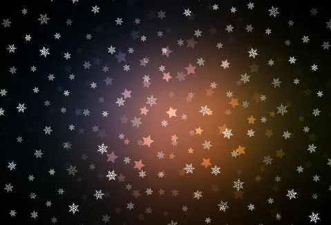 Dark Pink, Yellow vector pattern with christmas snowflakes, stars. 스톡 일러스트