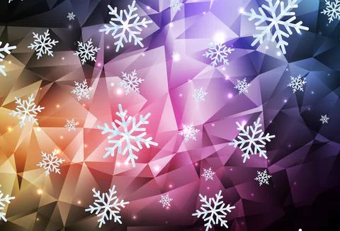 Dark Pink, Yellow vector pattern with christmas snowflakes, stars. Stock Illustration