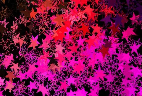 Dark Pink, Yellow vector pattern with christmas snowflakes, stars. Stock Illustration