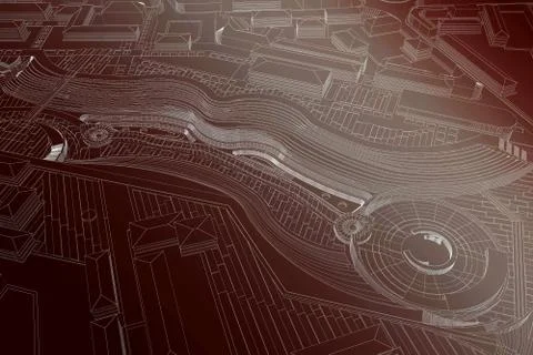 Dark plan modern city top view Stock Illustration
