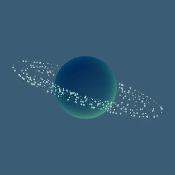 A dark planet with the asteroid belt. Cosmic stone rings around the planet. Stock Illustration