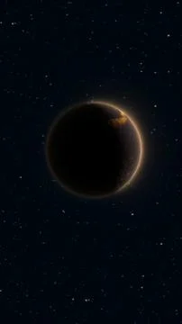 Dark planet eclipse surrounded by glowing rim light and distant stars, crea.. Stock Illustration