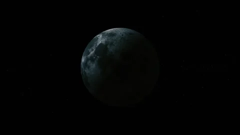 Dark planet or moon floating in a black space background with faint stars a.. Stock Footage 340389815
