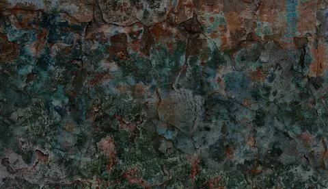 Dark plaster wall with paint flakes for background Stock Photos