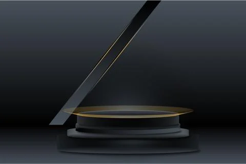 Dark podium with gradient black background Stock Illustration