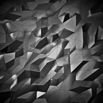 Dark polygonal geometric surface with cell lines, 3D rendering Stock Illustration