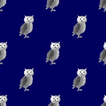 Dark Polygonal Owl Seamless Pattern 스톡 일러스트