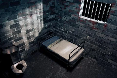 Dark prison cell at night Stock Photos
