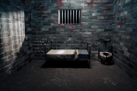 Dark prison cell at night Stock Photos
