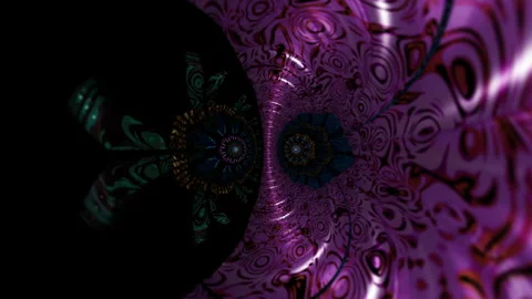 Dark psychedelic realm shaped as a torus eye portal, fractal hyperspace geometry Stock Footage 329063218