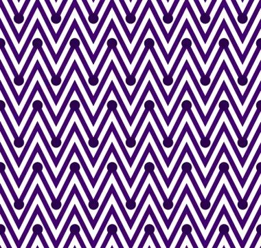 Dark purple and white horizontal chevron striped with polka dots textured fab Stock Illustration