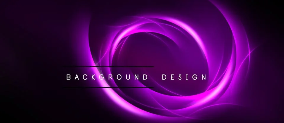 Dark purple background features glowing circular lines. Abstract design conve 스톡 일러스트