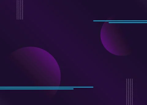 Dark purple background with gradient balls and neon elements. Stock Illustration