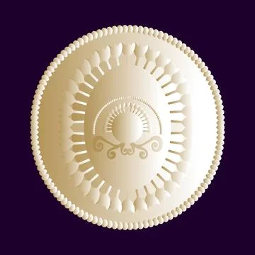 On a dark purple background, there is a beige gradient oval shape with a patt Stock Illustration