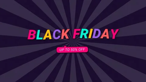 Dark Purple Black Friday Comic Loop Animation with 50% Off Bubble Видео 338237328