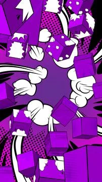 Dark Purple comic book wallpaper with cube shapes. Comics cartoon backgroun.. 스톡 일러스트