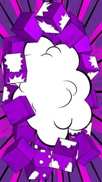 Dark Purple comic book wallpaper with cube shapes. Comics cartoon backgroun.. Illustrazione stock