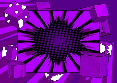 Dark Purple comic book wallpaper with cube shapes. Comics cartoon backgroun.. Illustrazione stock