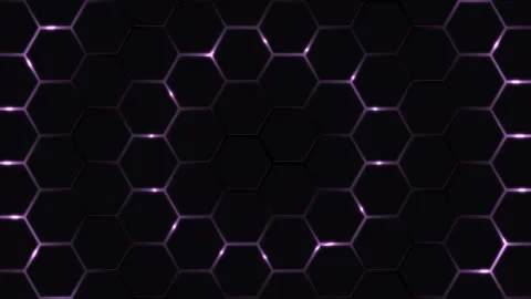 Dark purple glowing hexagon pattern slowly moving abstract background loop Stock Footage 324882995