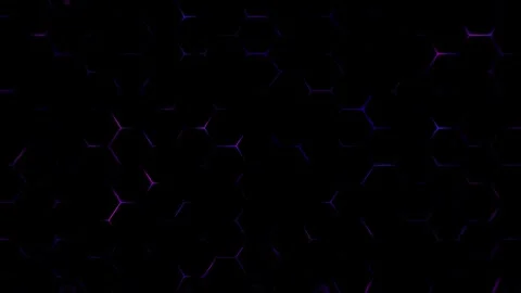 Dark Purple Hexagon Grid Animation Seamless Technology Background Stock Footage 343724328